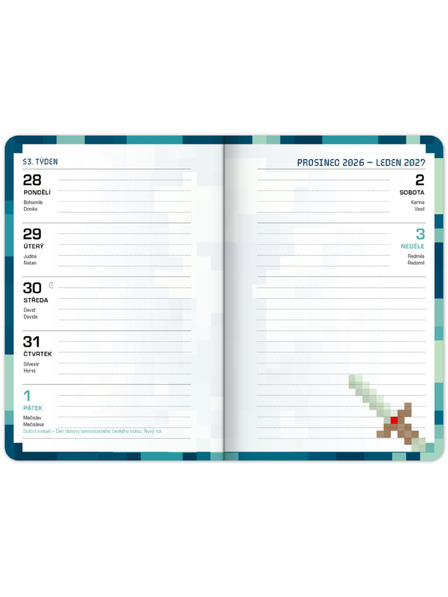 NOTIQUE NOTIQUE Šolski dnevnik Gamer (september 2026 – december 2027), 9,8 x 14,5 cm