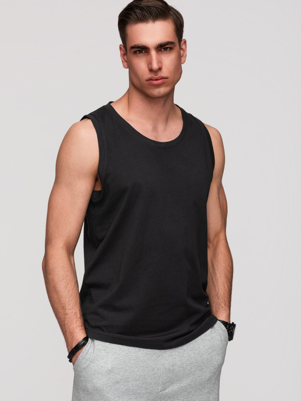 Ombre Clothing Moške bombažne majice BASIC - črna V3 OM-TSBT-0272 Ombre Clothing