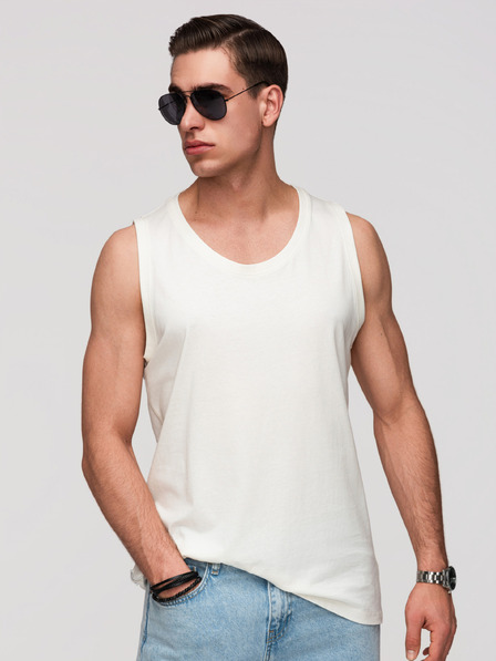 Ombre Clothing Moške bombažne majice BASIC - bela V1 OM-TSBT-0272 Ombre Clothing