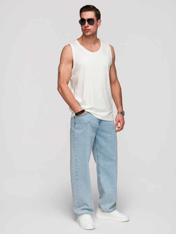 Ombre Clothing Moške bombažne majice BASIC - bela V1 OM-TSBT-0272 Ombre Clothing