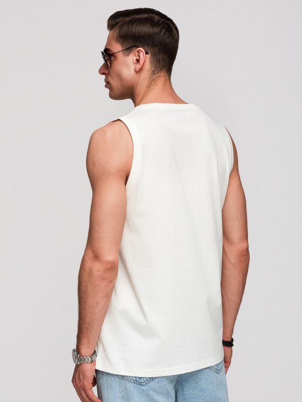 Ombre Clothing Moške bombažne majice BASIC - bela V1 OM-TSBT-0272 Ombre Clothing
