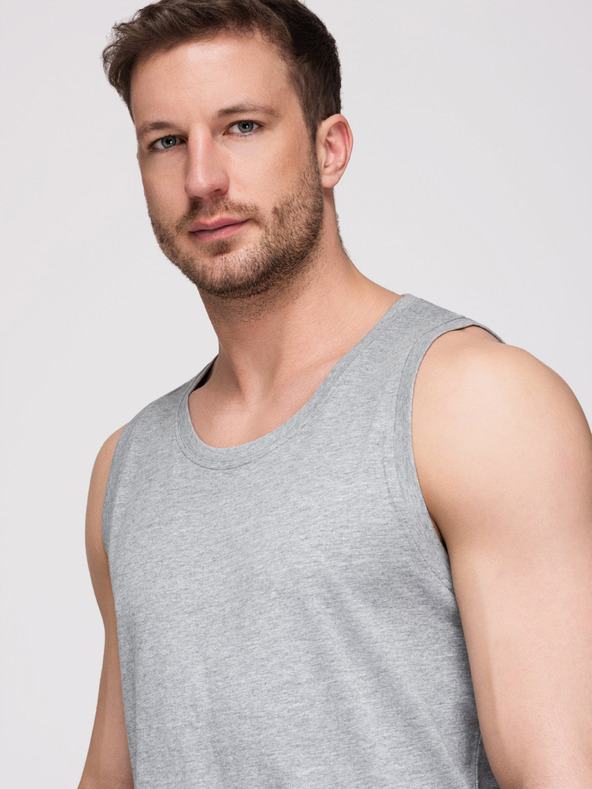 Ombre Clothing Moške bombažne majice BASIC - siva melanž V2 OM-TSBT-0272 Ombre Clothing