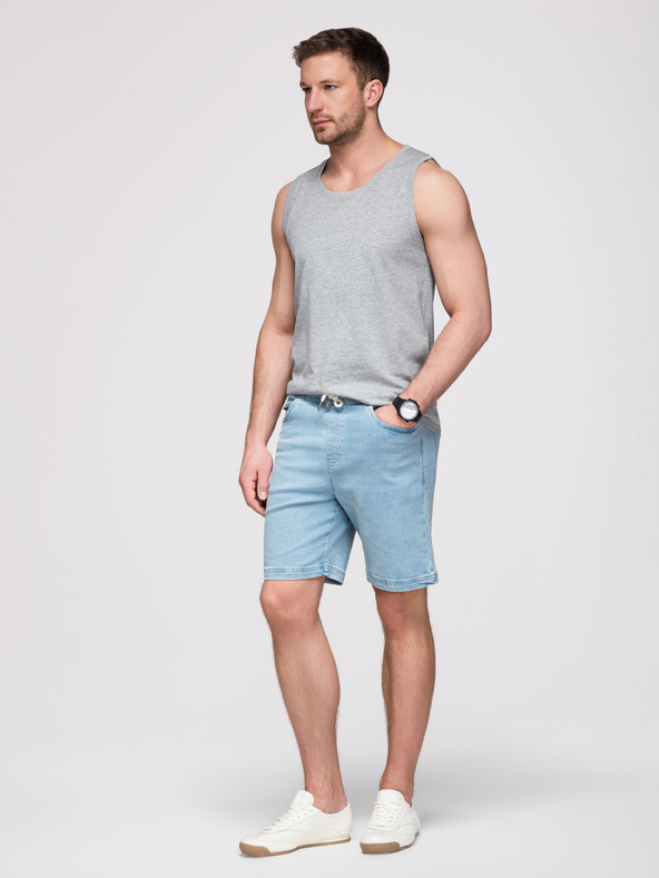 Ombre Clothing Moške bombažne majice BASIC - siva melanž V2 OM-TSBT-0272 Ombre Clothing