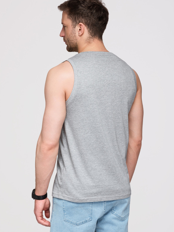 Ombre Clothing Moške bombažne majice BASIC - siva melanž V2 OM-TSBT-0272 Ombre Clothing