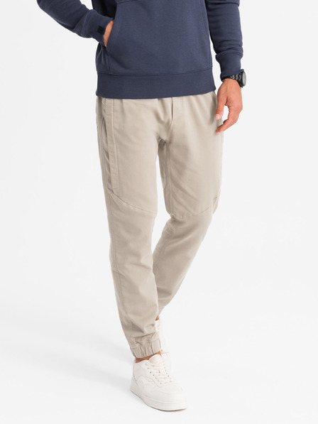 Ombre Clothing Moške pletene hlače z gubami sive barve Ombre oblačila