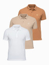 Ombre Clothing Moški bombažni polo BASIC - bela/bela/svetlo rjava V6 OM-POBS-0171 Ombre Clothing