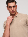 Ombre Clothing Moški bombažni polo BASIC - bela/bela/svetlo rjava V6 OM-POBS-0171 Ombre Clothing