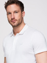 Ombre Clothing Moški bombažni polo BASIC - bela/bela/svetlo rjava V6 OM-POBS-0171 Ombre Clothing