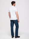 Ombre Clothing Moški bombažni polo BASIC - bela/bela/svetlo rjava V6 OM-POBS-0171 Ombre Clothing