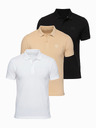Ombre Clothing Moško bombažno polo majico BASIC - črna/bela/bež V7 OM-POBS-0171 Ombre Clothing