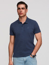 Ombre Clothing Moški bombažni polo BASIC - črna/temno modra/bela V1 OM-POBS-0171 Ombre Clothing