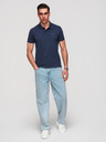 Ombre Clothing Moški bombažni polo BASIC - črna/temno modra/bela V1 OM-POBS-0171 Ombre Clothing