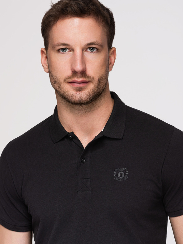 Ombre Clothing Moški bombažni polo BASIC - črna/temno modra/bela V1 OM-POBS-0171 Ombre Clothing