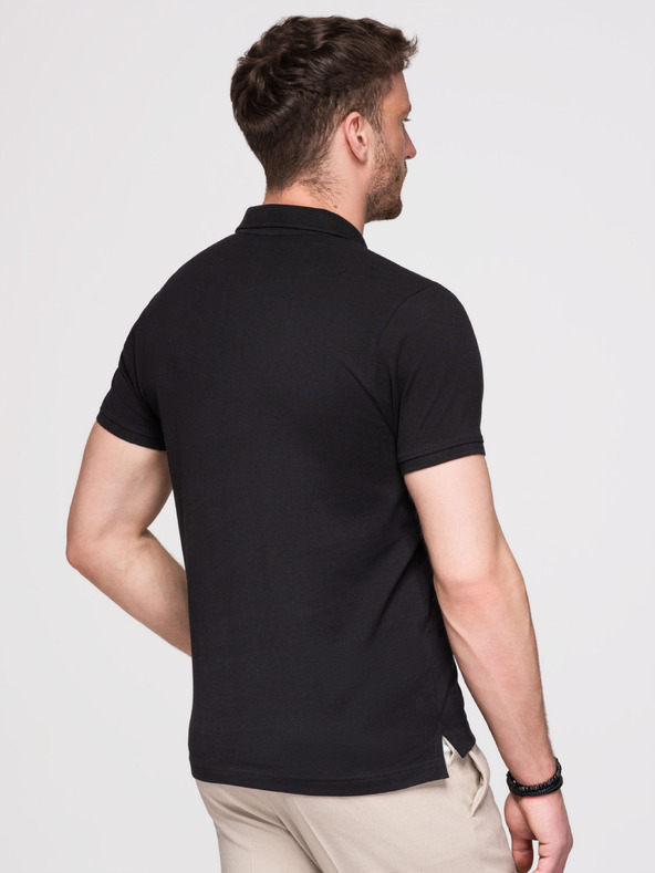 Ombre Clothing Moški bombažni polo BASIC - črna/temno modra/bela V1 OM-POBS-0171 Ombre Clothing