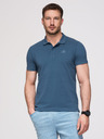 Ombre Clothing Moški bombažni polo BASIC - bela/rjava/temno modra V4 OM-POBS-0171 Ombre Clothing