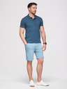 Ombre Clothing Moški bombažni polo BASIC - bela/rjava/temno modra V4 OM-POBS-0171 Ombre Clothing