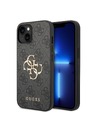 Guess Guess PU 4G kovinski zadnji ovitek z logotipom za iPhone 15 siv