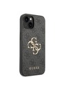 Guess Guess PU 4G kovinski zadnji ovitek z logotipom za iPhone 15 siv