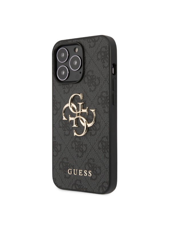 Guess Guess PU 4G kovinski zadnji ovitek z logotipom za iPhone 13 Pro Max Grey