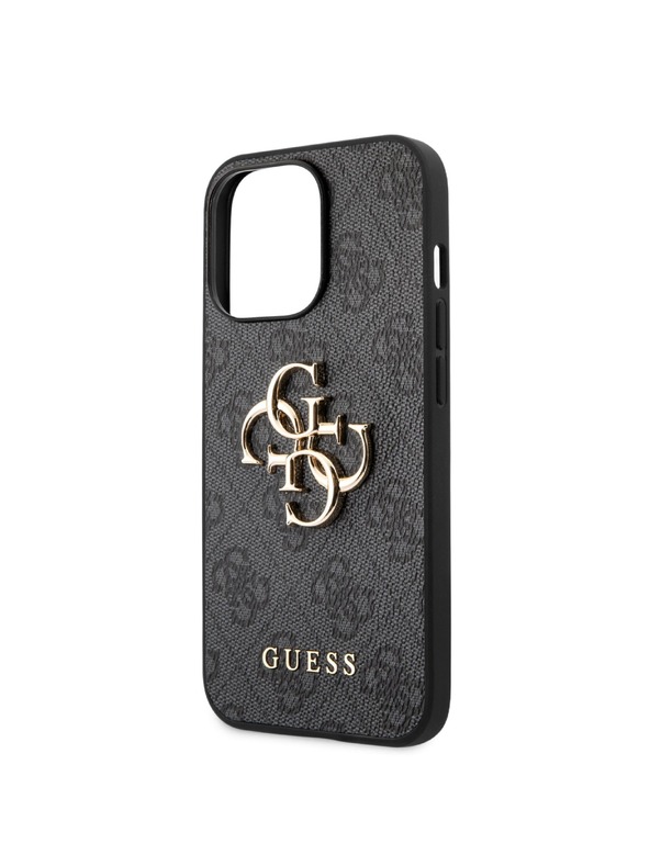 Guess Guess PU 4G kovinski zadnji ovitek z logotipom za iPhone 13 Pro Max Grey