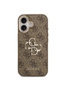Guess Guess PU Leather 4G Metal Logo Gold Frame Zadnji ovoj za iPhone 17 Brown