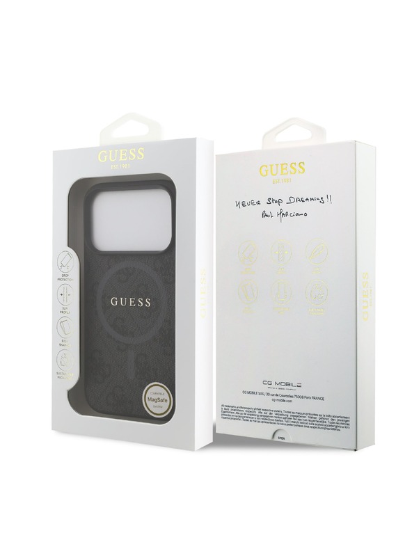 Guess Guess PU Leather 4G Colored Ring MagSafe Zadnji ovoj za iPhone 17 Pro Black