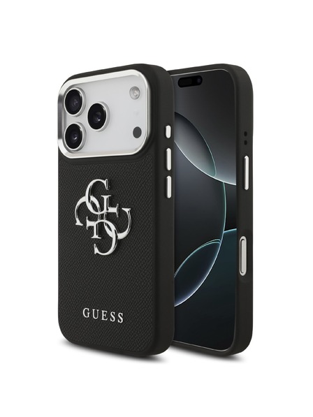 Guess Guess PU Grained 4G Metal Logo Zadnji ovoj za iPhone 17 Pro Black