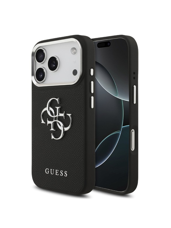 Guess Guess PU Grained 4G Metal Logo Zadnji ovoj za iPhone 17 Pro Black