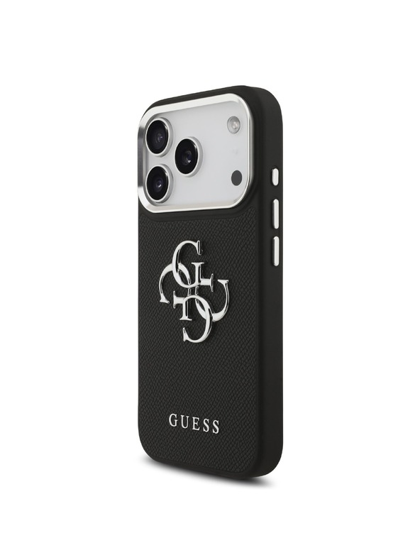 Guess Guess PU Grained 4G Metal Logo Zadnji ovoj za iPhone 17 Pro Black