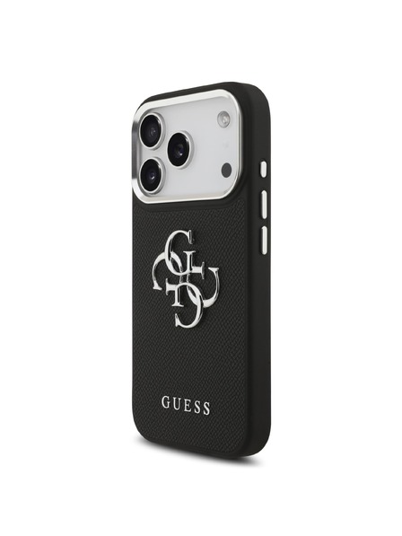 Guess Guess PU Grained 4G Metal Logo Zadnji ovoj za iPhone 17 Pro Black
