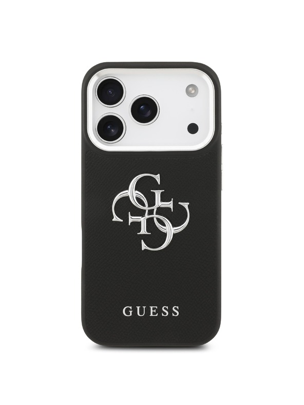 Guess Guess PU Grained 4G Metal Logo Zadnji ovoj za iPhone 17 Pro Black