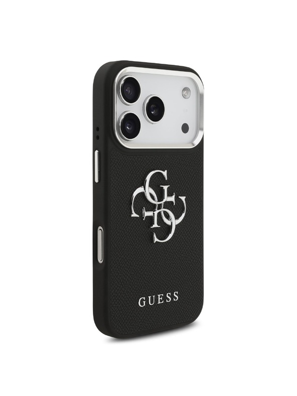 Guess Guess PU Grained 4G Metal Logo Zadnji ovoj za iPhone 17 Pro Black