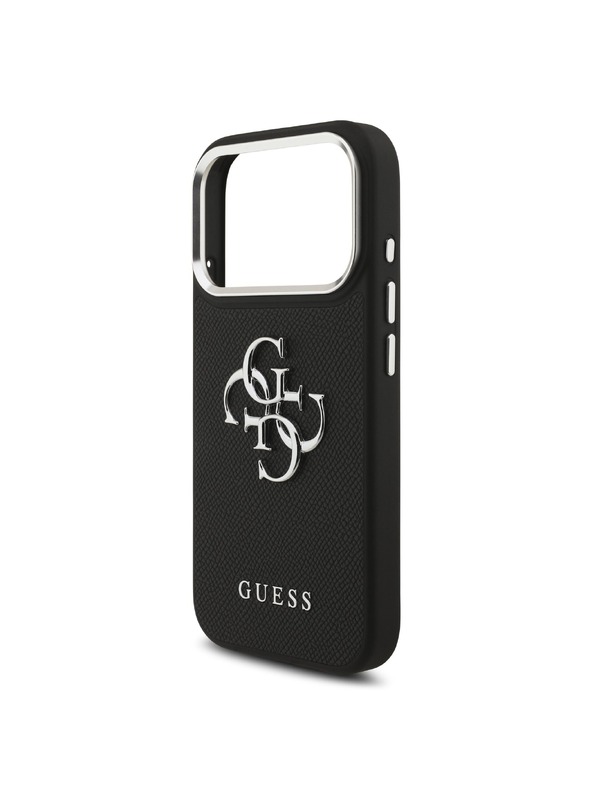 Guess Guess PU Grained 4G Metal Logo Zadnji ovoj za iPhone 17 Pro Black