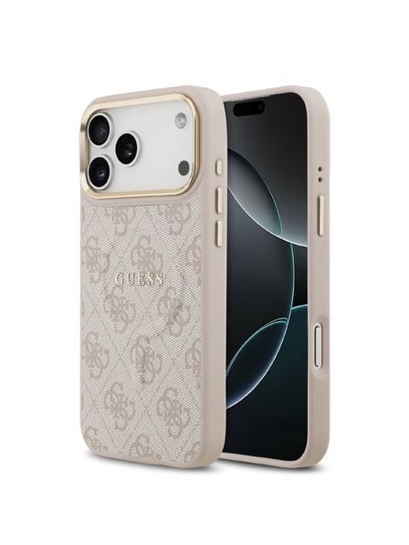 Guess Guess PU Leather 4G Gold Frame MagSafe Zadnji ovoj za iPhone 17 Pro Max Pink
