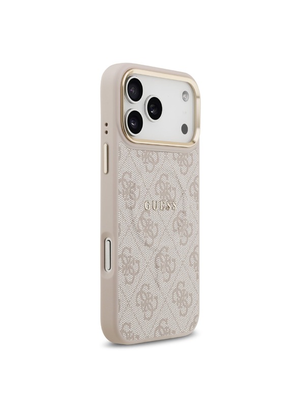 Guess Guess PU Leather 4G Gold Frame MagSafe Zadnji ovoj za iPhone 17 Pro Max Pink