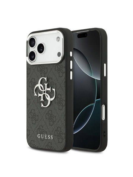Guess Guess PU 4G Metal Logo Zadnji ovoj za iPhone 17 Pro Max Silver Black