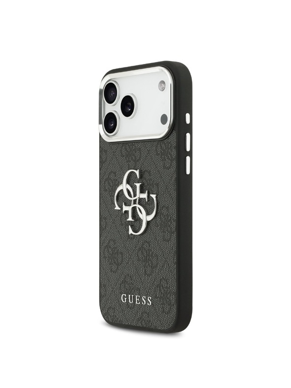 Guess Guess PU 4G Metal Logo Zadnji ovoj za iPhone 17 Pro Max Silver Black
