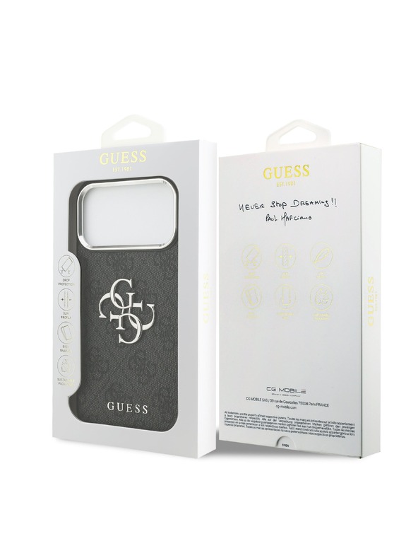 Guess Guess PU 4G Metal Logo Zadnji ovoj za iPhone 17 Pro Max Silver Black