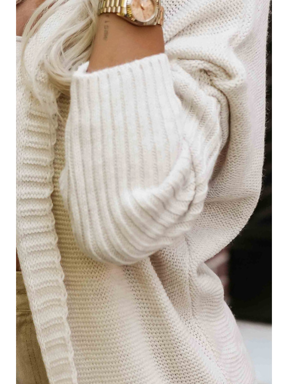 numoco basic Udobna oversized kardigana s kapuco in stilsko vezljivo - bež