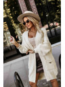 numoco basic Modno oversized kardigana z okrasno broško in praktičnimi žepi - bež