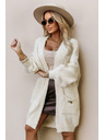 numoco basic Modno oversized kardigana z okrasno broško in praktičnimi žepi - bež