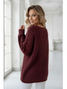 numoco basic Topla oversized pulover z gostim blaga in V izrezom - vinsko rdeča