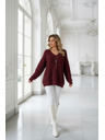 numoco basic Topla oversized pulover z gostim blaga in V izrezom - vinsko rdeča