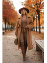 Kocula Udobna in elegantna rebrasta ženski kombinezoni z izrezom - mocha mousse