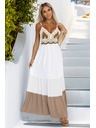 numoco basic Dolge bež-bele obleke brez temen s kukičkanim vrhom - boho