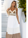 numoco basic Dolge bež-bele obleke brez temen s kukičkanim vrhom - boho