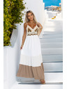 numoco basic Dolge bež-bele obleke brez temen s kukičkanim vrhom - boho