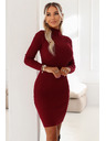 numoco basic Elegantna prilegajoča obleka s turtleneckom, ki lepo poudarja silhueto - vinska