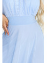 numoco basic Elegantna večerna maxi obleka halter s tulejem in vezanjem v pasu - svetlo modra