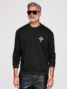 Ombre Clothing Moški pulover z aplikacijo križa in srebrnim kamnom z okroglim izrezom - črna V1 OM-SSNZ-0271 Ombre Clothing